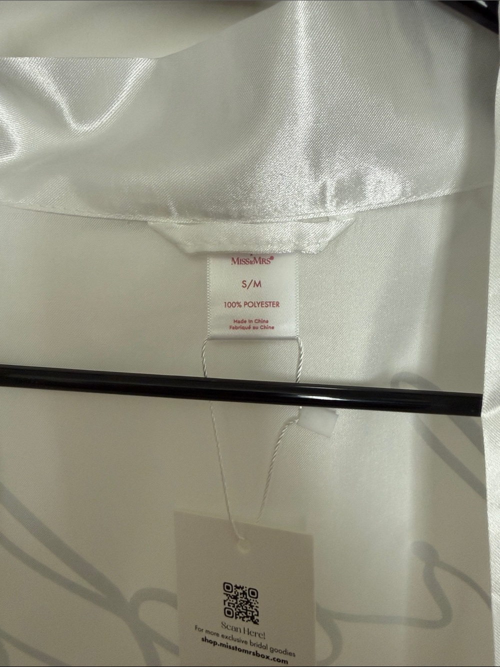 White Satin 'Bride' Robe with Silver Script - Picture 3 of 3